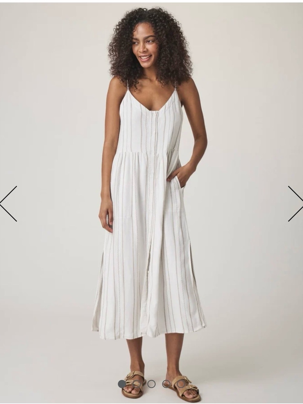 Splendid White Striped Midi Sundress with Thin Straps